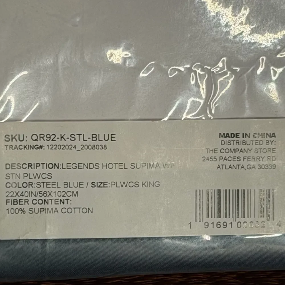 The Company Store Legends Premium Supima® Sateen Pillowcase Set King, Blue. NWT